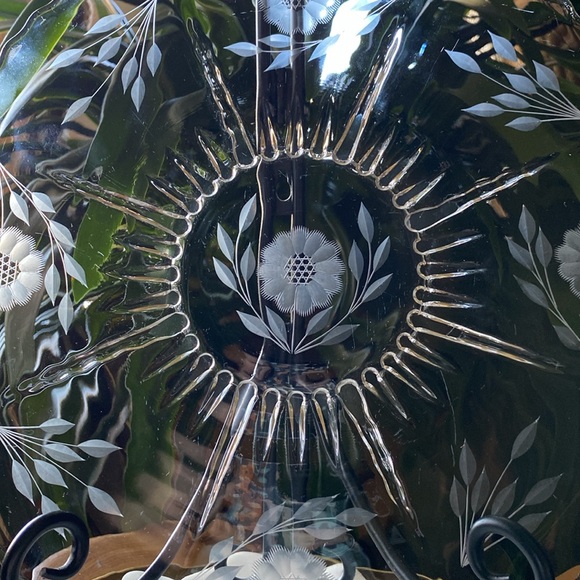 1930’s W.J. Hughes 11.5” Crystal Radiance Cornflower Etched Serving Tray Platter - Picture 6 of 9